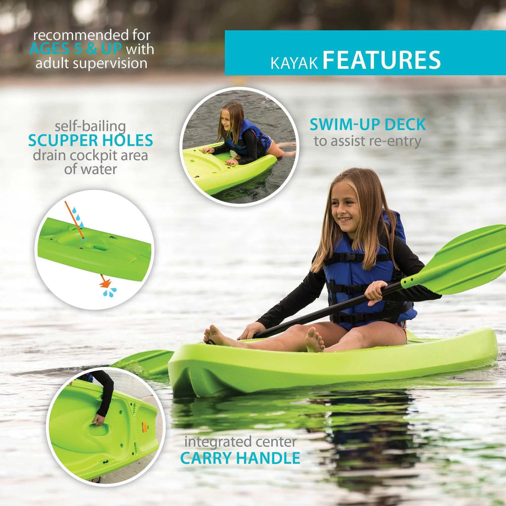 Lifetime Recruit 6.5 Ft Youth Sit - on - Top Kayak, Lime Green (90765)