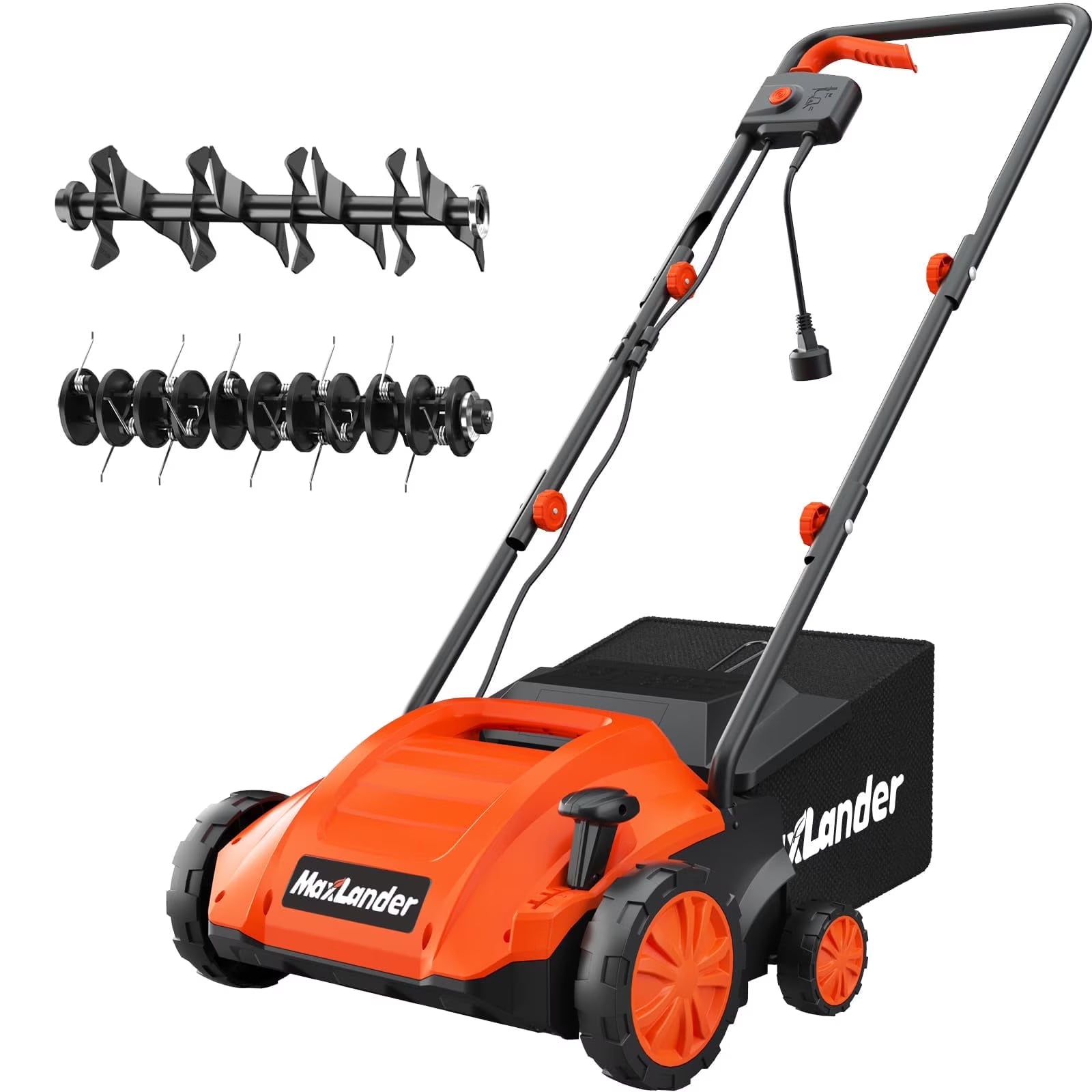 MAXLANDER Electric Dethatcher and Scarifier, 13 12amp 2 - in - 1 Lawn Dethatcher with 4 - Position Depth Adjustment, 30 L Removable Collection Bag, Airboost Technology Increases Lawn Health