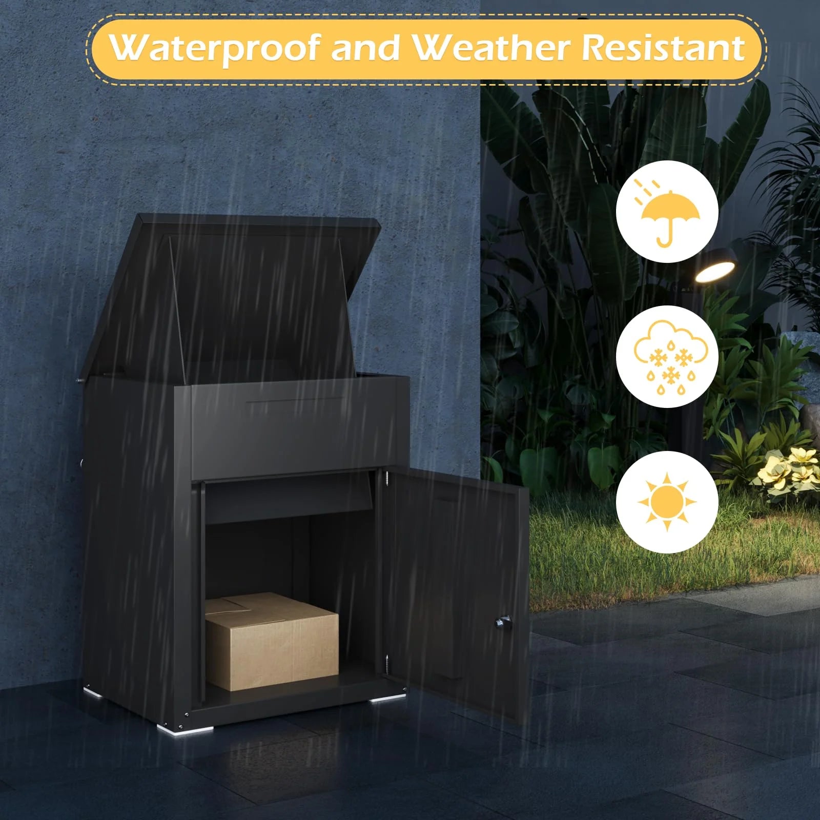 AECOJOY Small Lockable Package Drop Box for Outside, Black