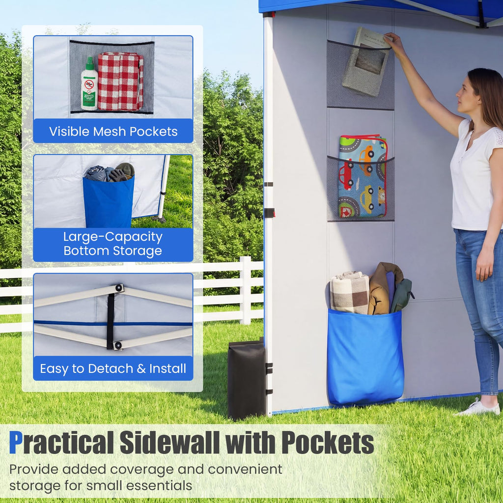 Tangkula 10x10 Ft Pop Up Canopy with Sidewall UPF50+ Commercial Canopy