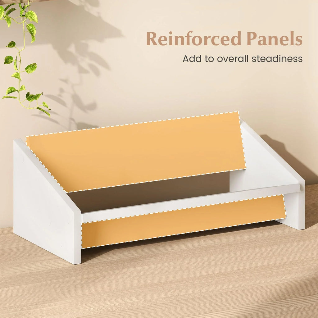 Tangkula Wooden Desktop Bookshelf | Tilting Bookcase Organizer for Magazines