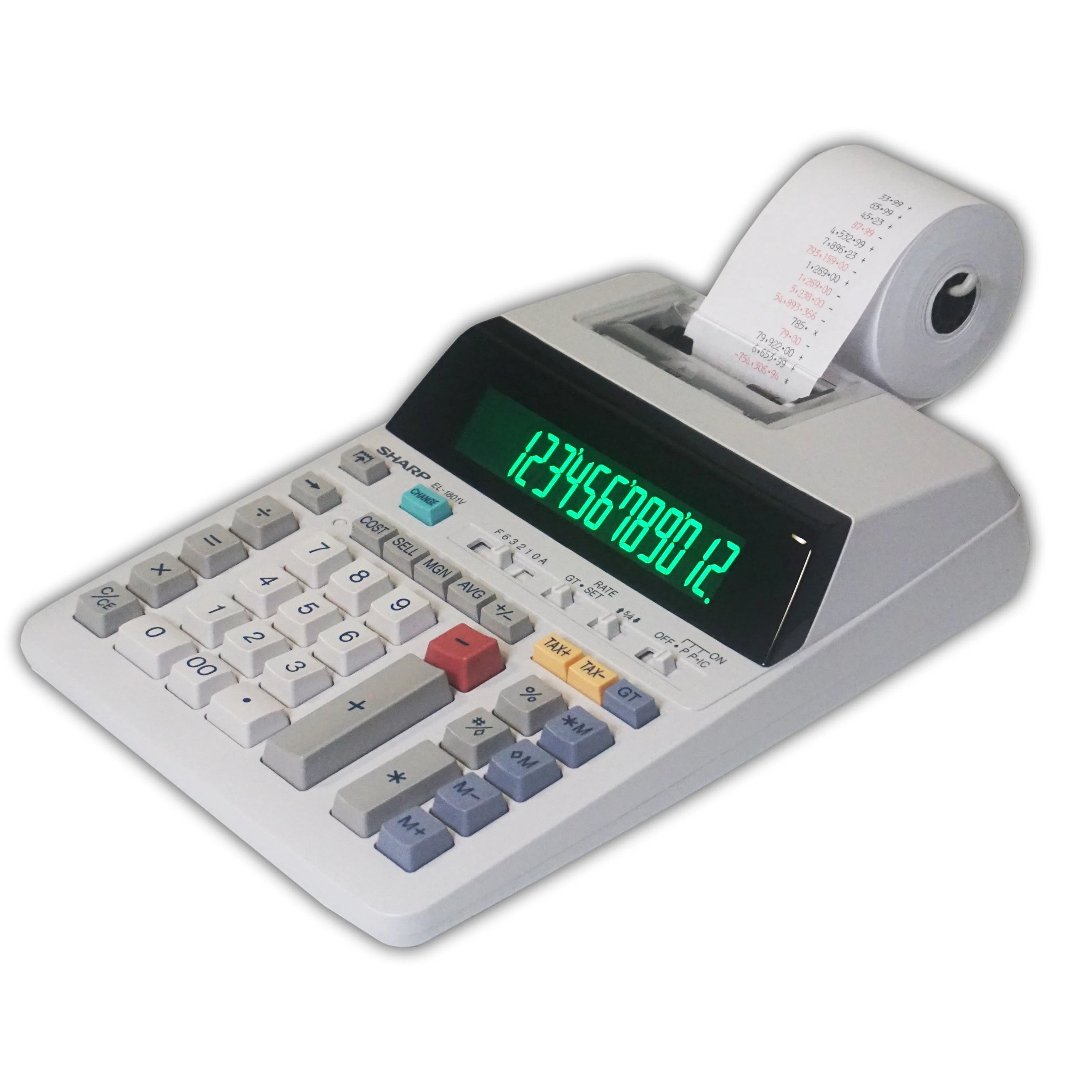 Sharp Calculators EL - 1801V Ink Printing Calculator, Fluorescent Display, AC, 2.0 LPS, Off - White