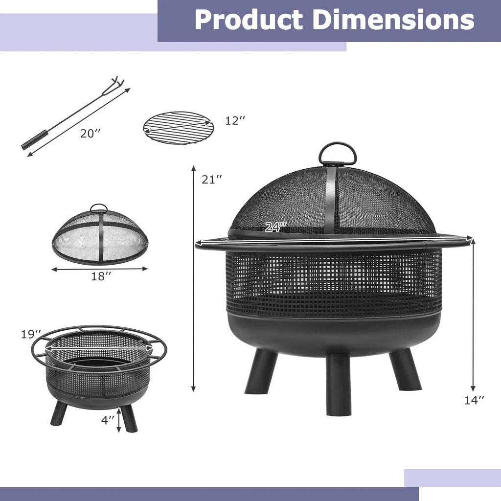 Tangkula Fire Pit for Outside Wood Burning