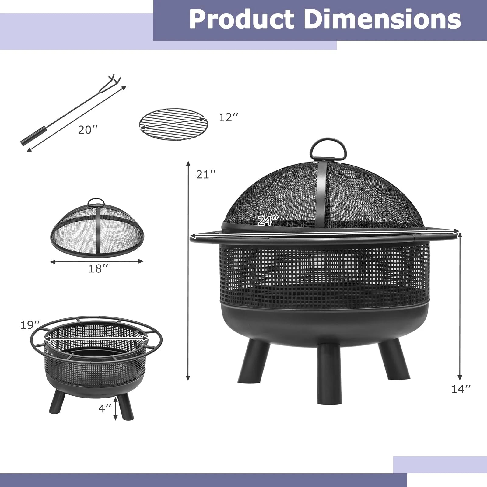 Tangkula Fire Pit for Outside Wood Burning