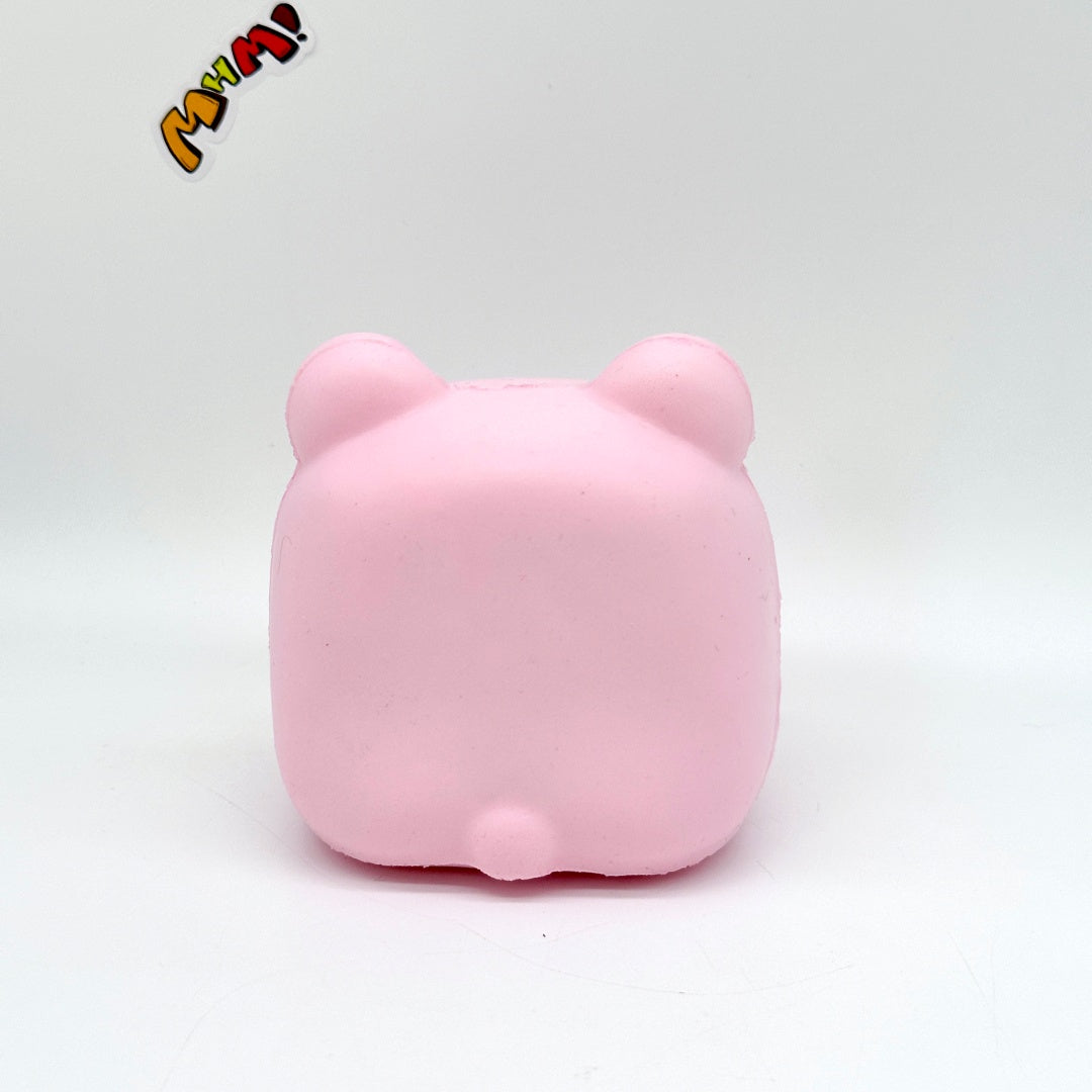 🐻🧈 Square Bear Squishy Set - Pink & Caramel Brown Cute Slow Rising Stress Relief Toy