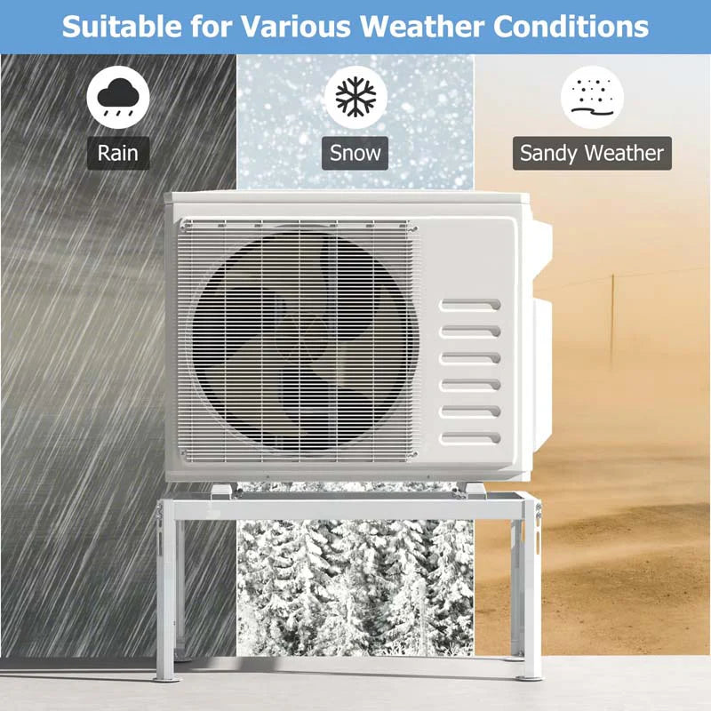 Mini Split Ground Stand for 9000-36000 BTU Ductless Air Conditioners, Adjustable Outdoor AC Unit Bracket with Heavy Duty Metal Frame