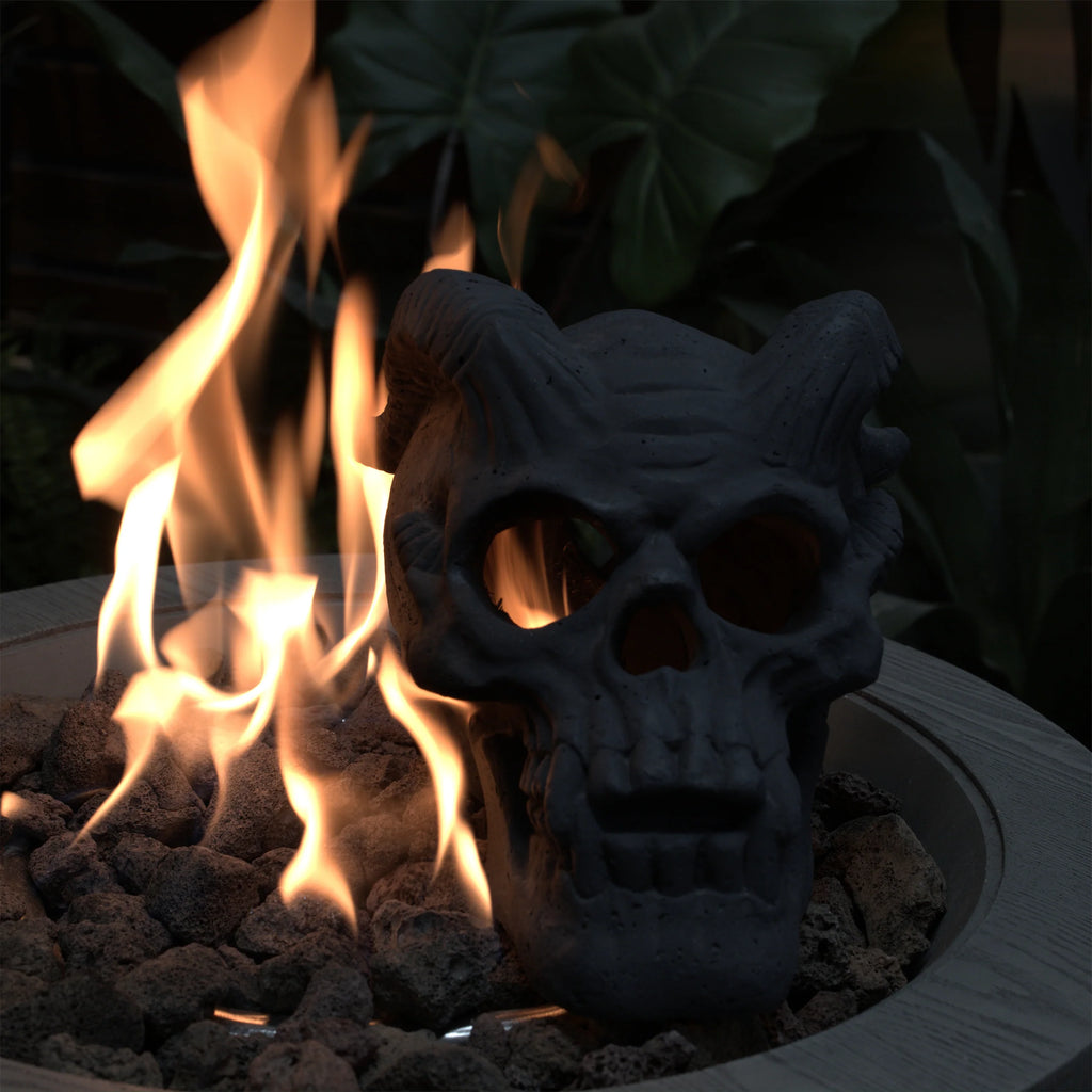 AECOJOY Refractory Materials Fireproof Imitated Human Fire Pit Skulls Gas Log, Halloween Decor, BBQ