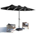 AECOJOY 15ft Patio Double-Sided Umbrella, 156 PCS Solar LED Light Outdoor Large Umbrella, Black