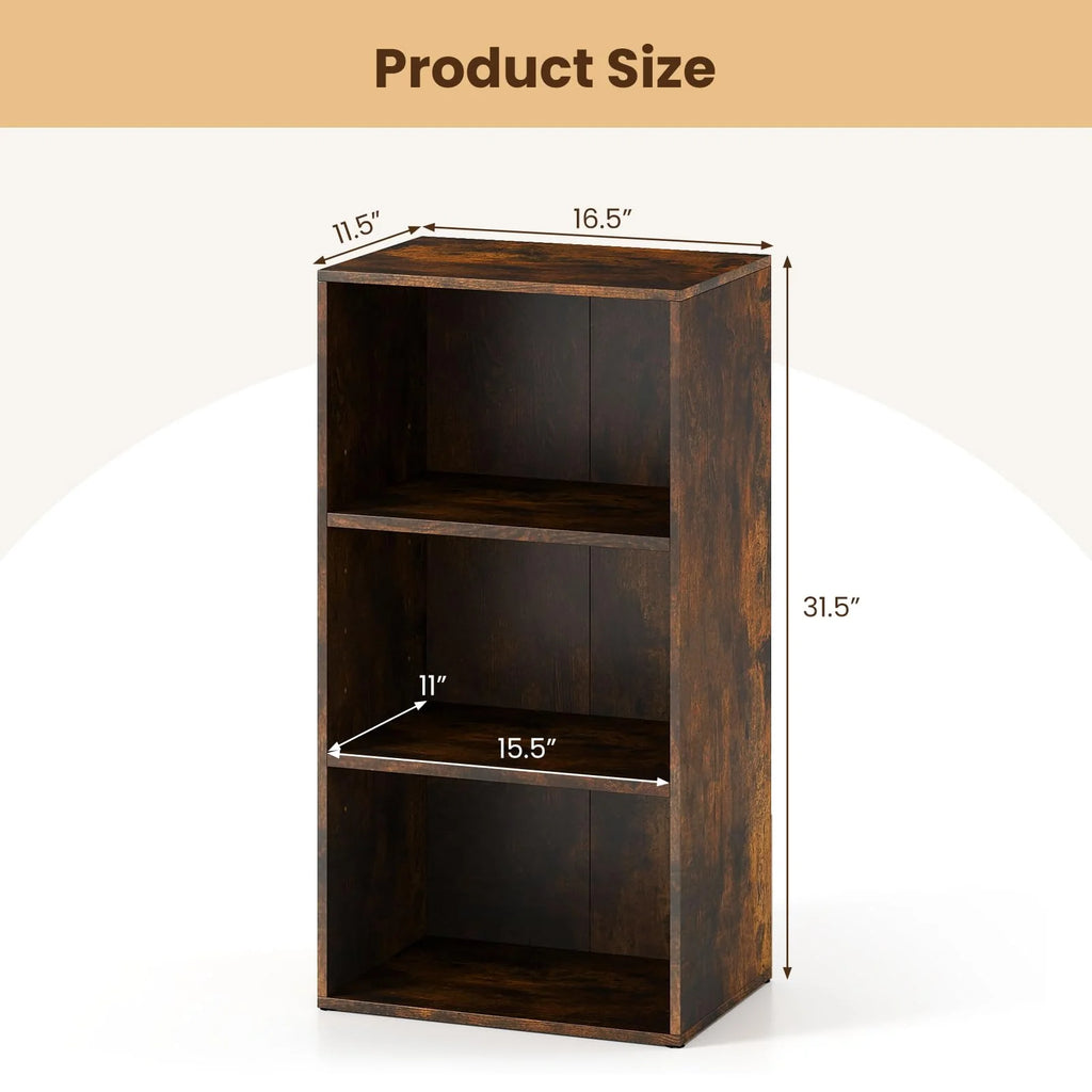 Tangkula 3-Cube Bookcase Floor Standing Open Bookshelf w/7-Position Adjustable Shelf