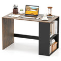 Tangkula 44 Inch Wooden Computer Desk with Bookshelf for Small Space