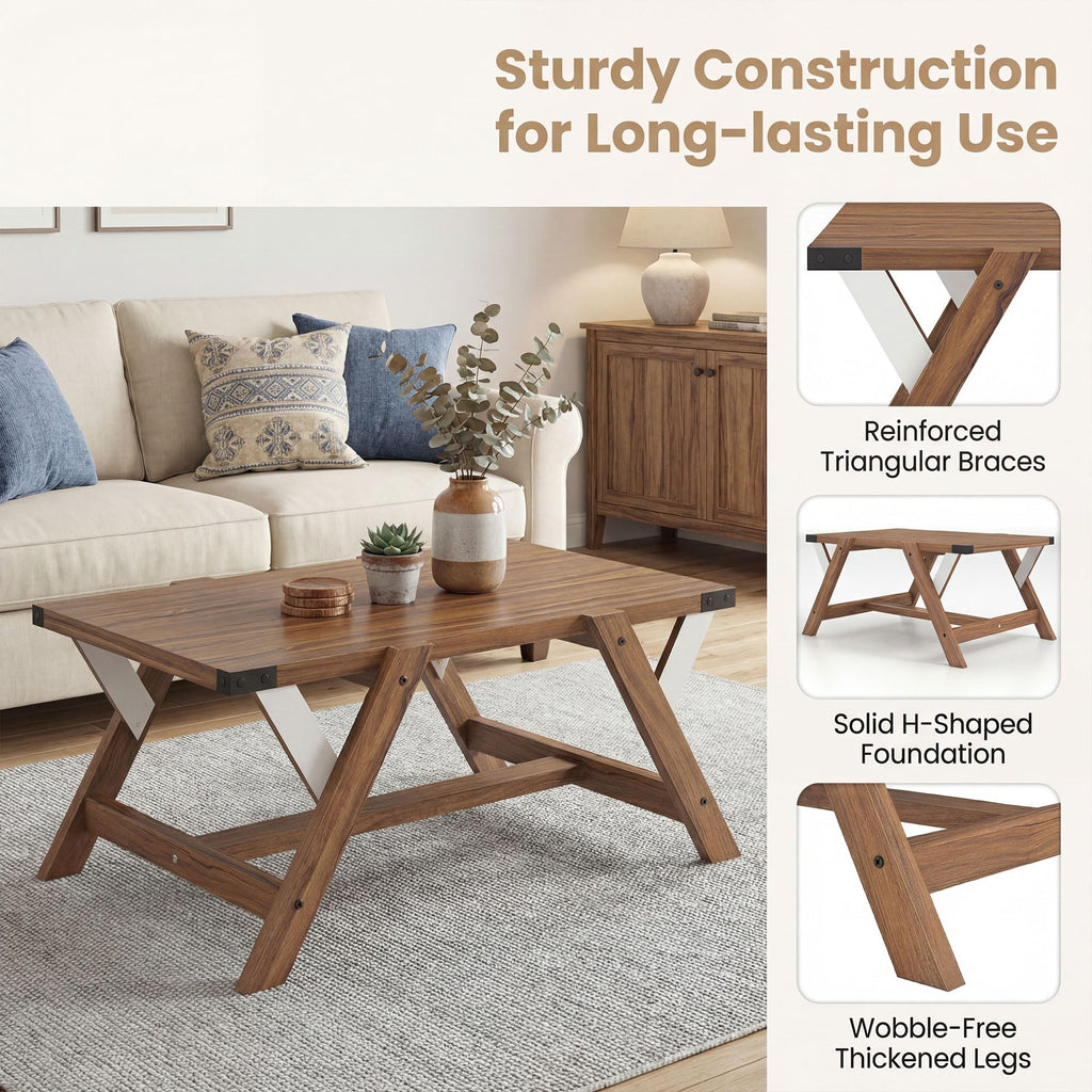 Tangkula  35.5-Inch Rectangle Wooden Center Table for Living Room