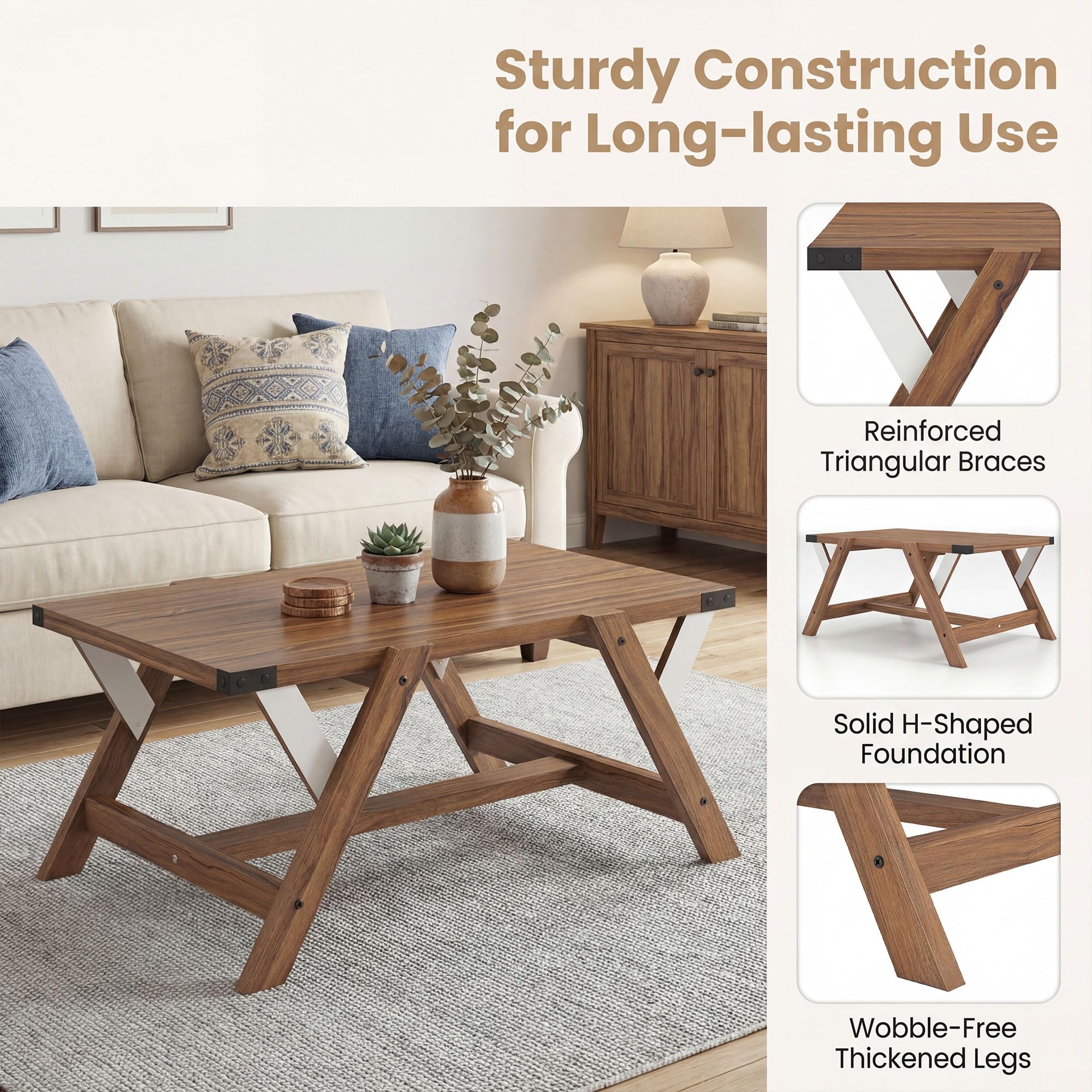 Tangkula  35.5-Inch Rectangle Wooden Center Table for Living Room