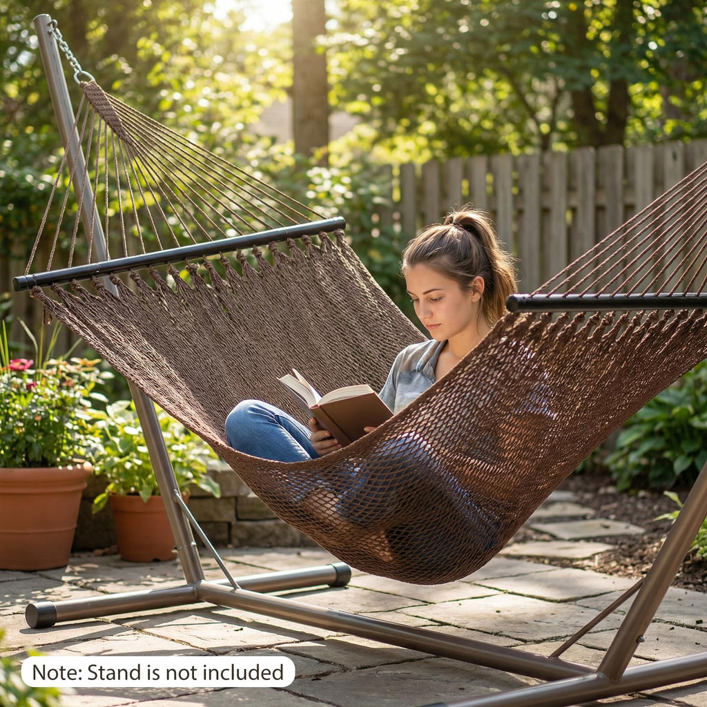 Tangkula 10.5FT Caribbean Double Hammock with Curved Spreader Bars
