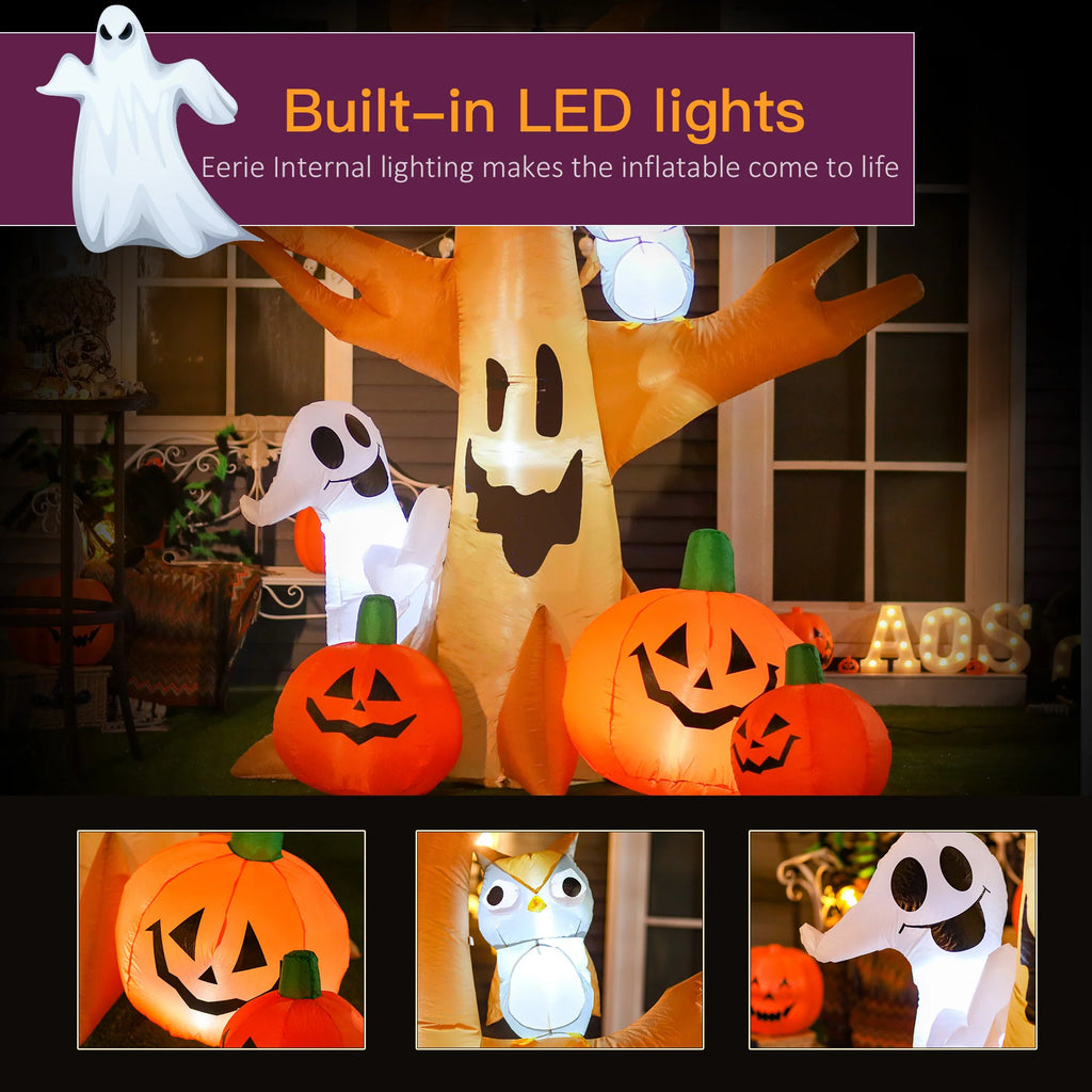 AECOJOY 7.5' Tall Lighted Halloween Inflatables Outdoor Decorations Haunted Tree