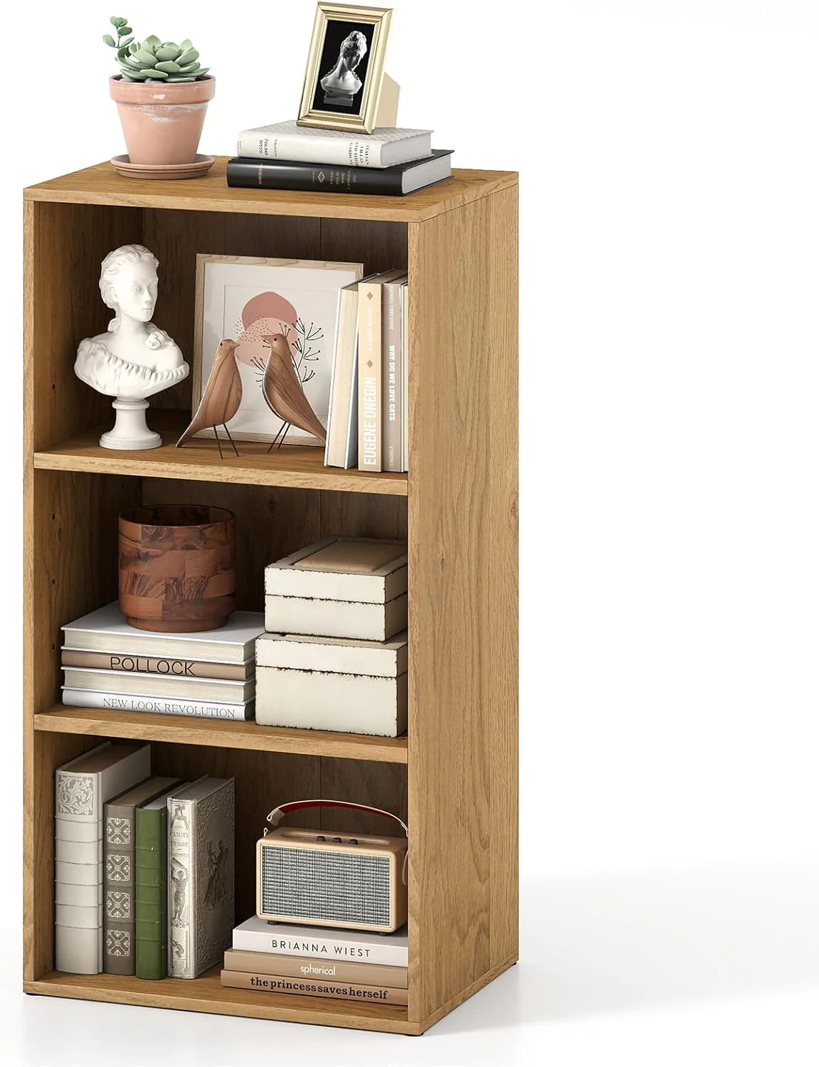 Tangkula 3-Cube Bookcase Floor Standing Open Bookshelf w/7-Position Adjustable Shelf