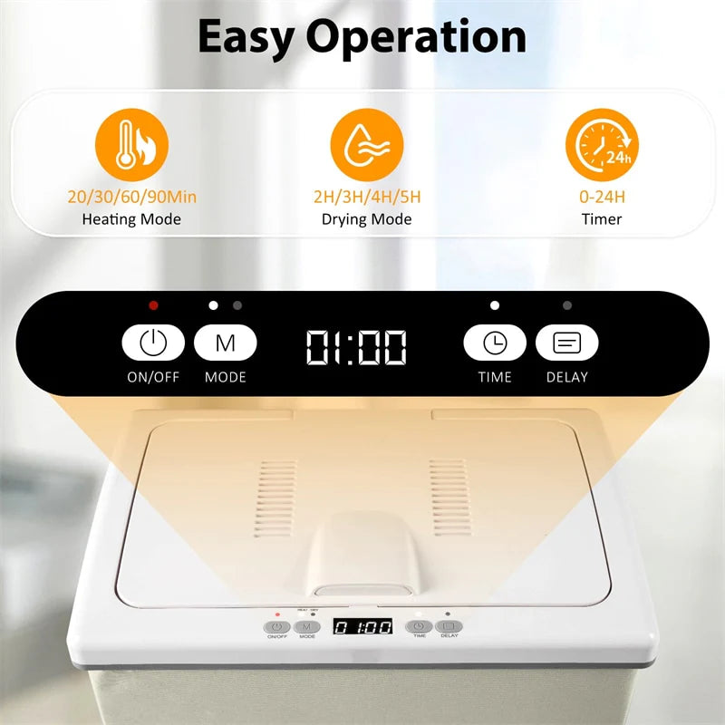 35L Large Towel Warmer Bucket for Bathroom, Foldable Blanket Warmer with Heat/Dry Modes, 24H Timer, Child Lock, Fits 3 Oversized 45"x70" Towels