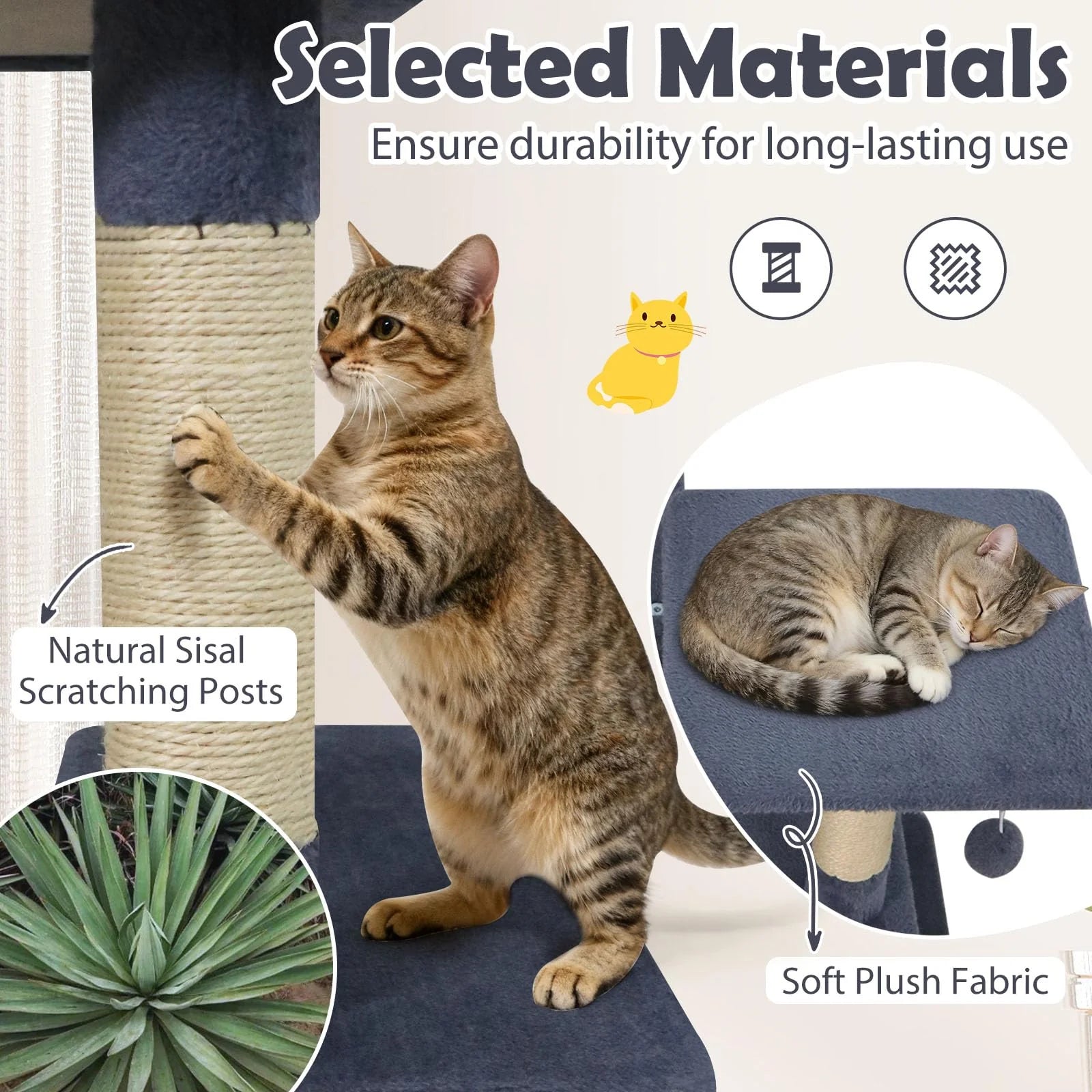 Tangkula 58 Inch Multi-Level Cat Tree Soft Plush Cat Tower with Padded Top Perch