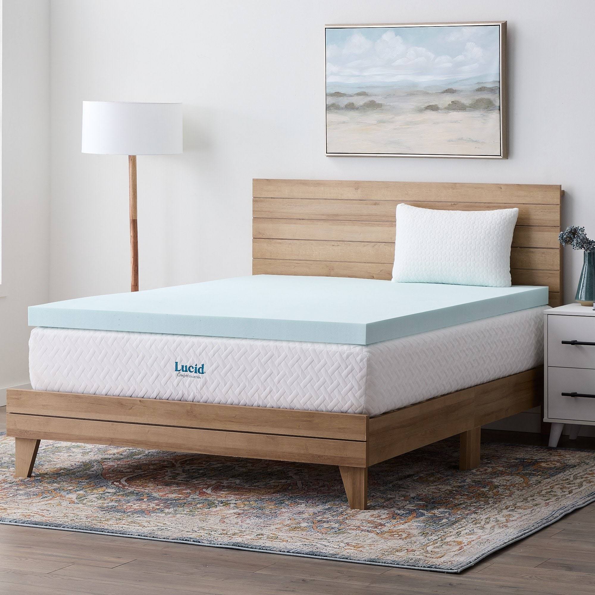 Lucid 3" Gel Memory Foam Mattress Topper, Full XL