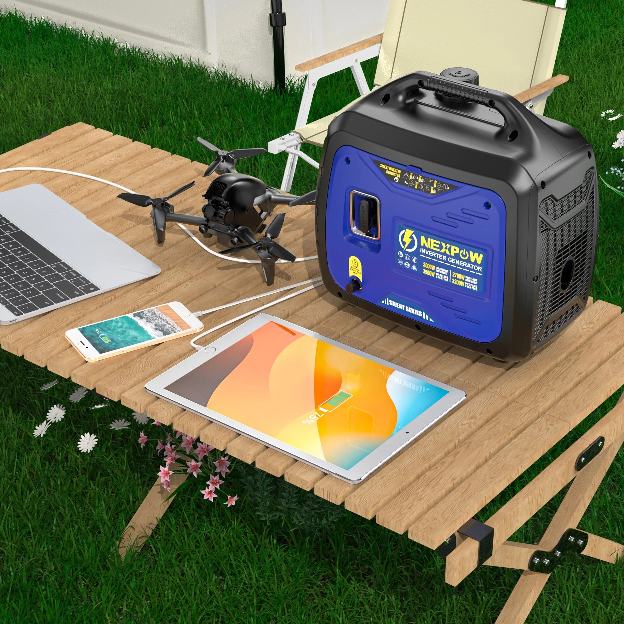 NEXPOW 2250W Portable Inverter Generator, Gasoline Power Quiet Lightweight for Backup Home & Camping, Eco - Mode Feature, Parallel Capability, EPA Compliant