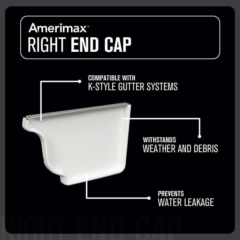 Amerimax Home Products 6 in. White Aluminum K-Style Right End Cap (Right End Cap)