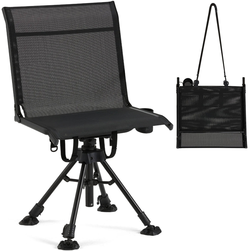 AECOJOY Hunting Chair Without Armrests, Lightweight Foldable Design, 360° Swivel for Blinds & Outdoor Use
