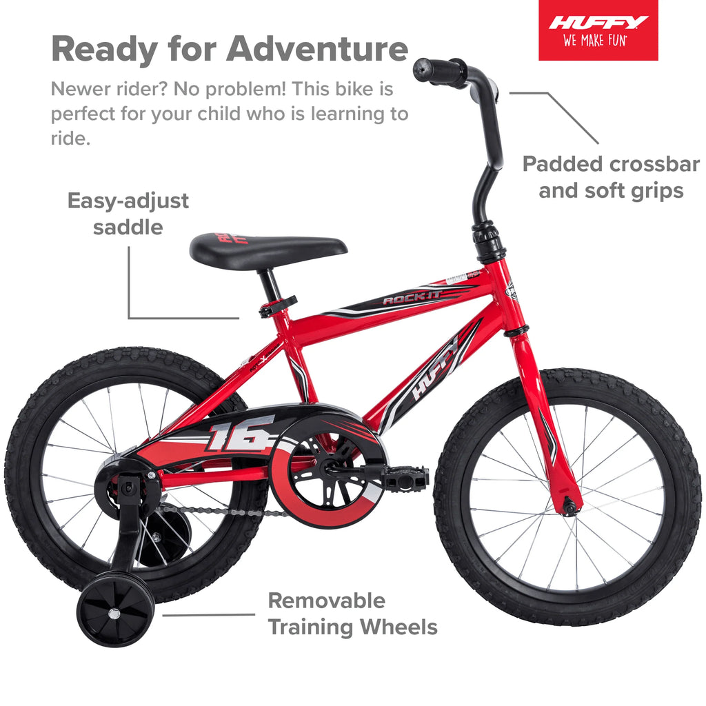 Huffy 16 In. Rock It Kids Bike for Boy Ages 4 and up, Child, Red