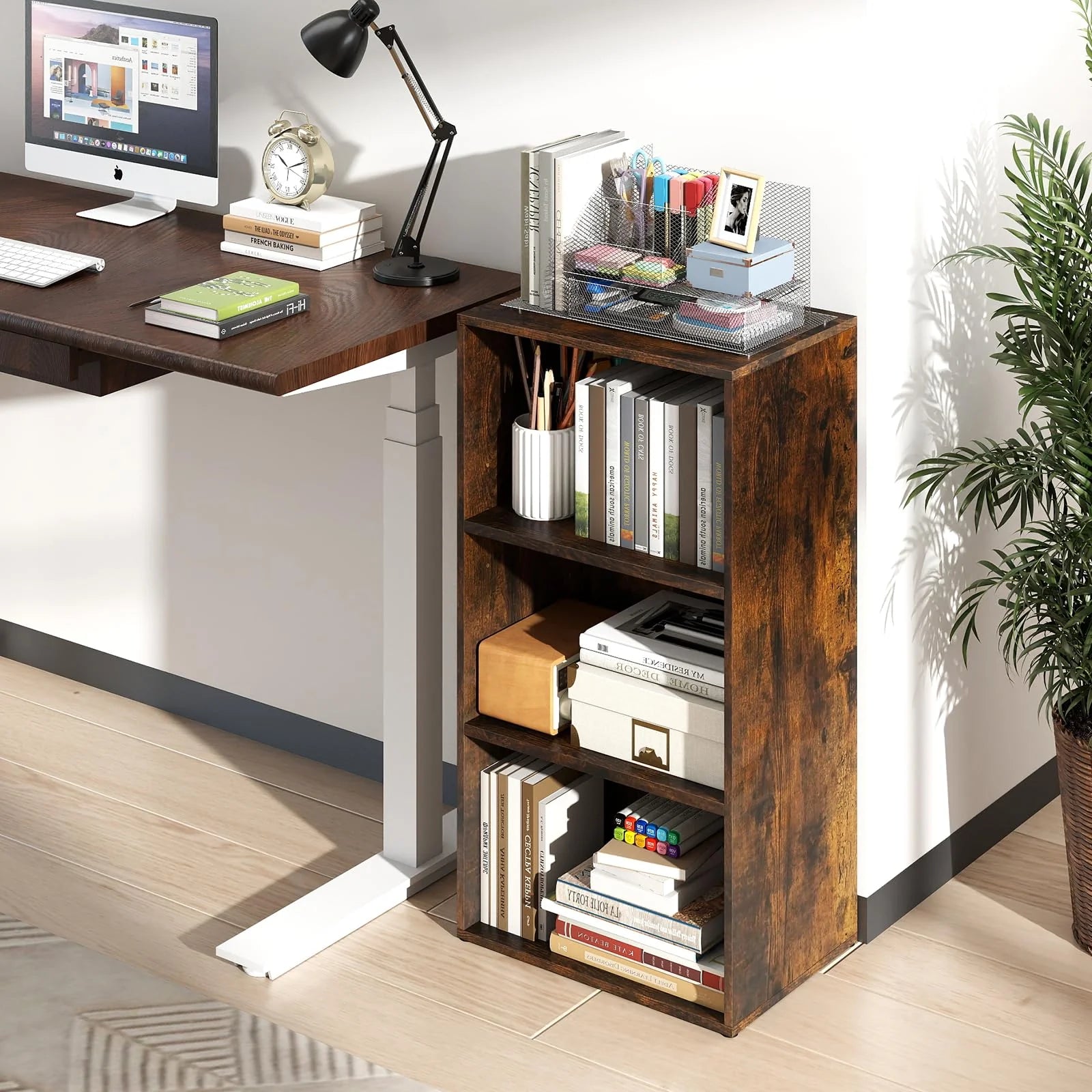 Tangkula 3-Cube Bookcase Floor Standing Open Bookshelf w/7-Position Adjustable Shelf