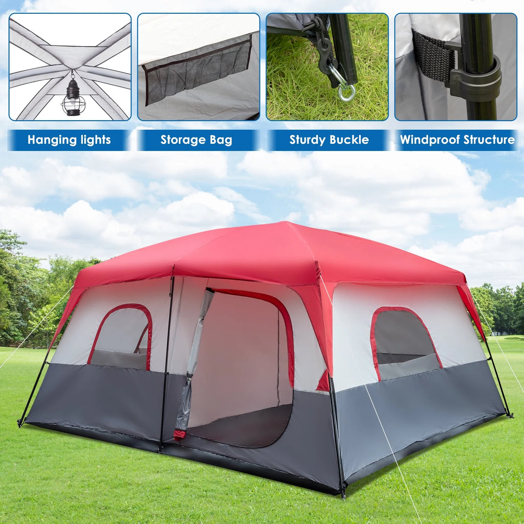 Zimtown 10 Person Tent Large Multi Room Tent for Family Camping Cabin Huge Tent with Carry Bag