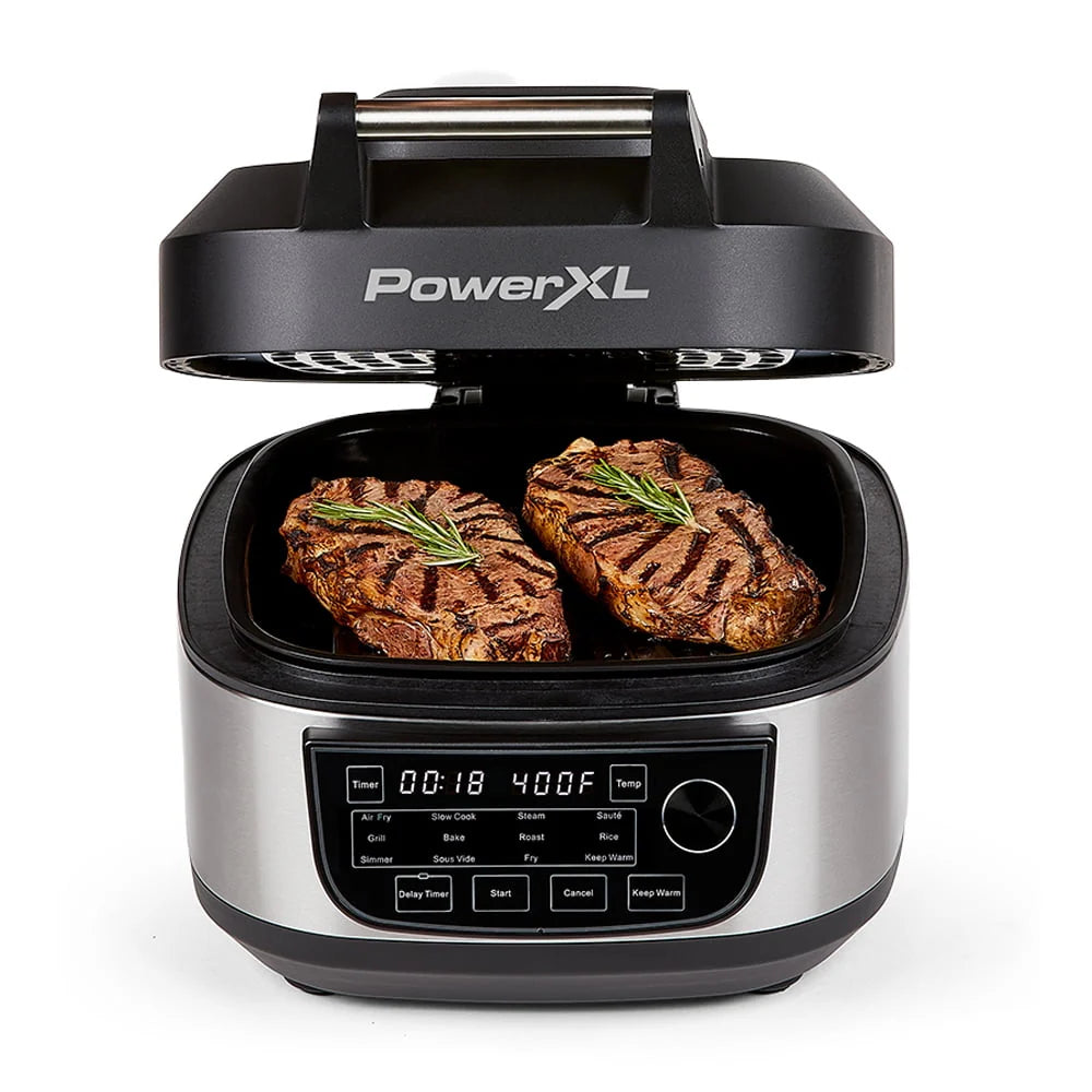 Grill Air Fryer Combo Plus, Indoor Grill / Air Fryer, Stainless Steel