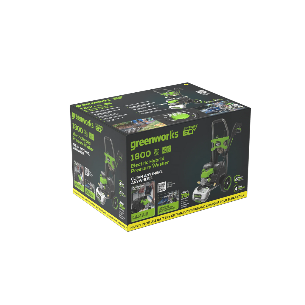 Greenworks Hybrid 60V 1800 PSI at 1.2 GPM Electric Cold Water Pressure Washer 5109402T