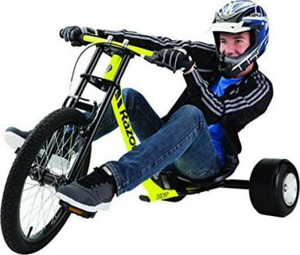 Razor DXT Drift Trike - Black/Yellow Steel Frame. 3 - Wheeled Ride on Tricycle for Teens and Adults