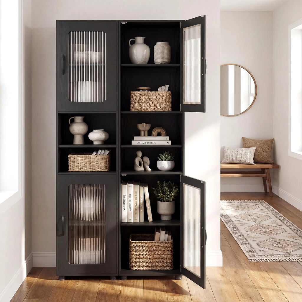 Tangkula 67” Tall Bathroom Cabinet Adjustable Open Shelf Space-Saving Modern Corner Tower
