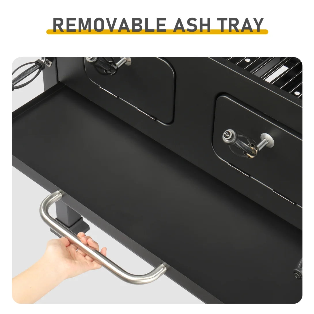 Charcoal Grill Outdoor BBQ Grill, Extra Large Cooking Fits up to 30 Burgers at Once, 2 Individual & Adjustable Charcoal Tray, Foldable Side Tables, for Outdoor Cooking Backyard Camping Picnics