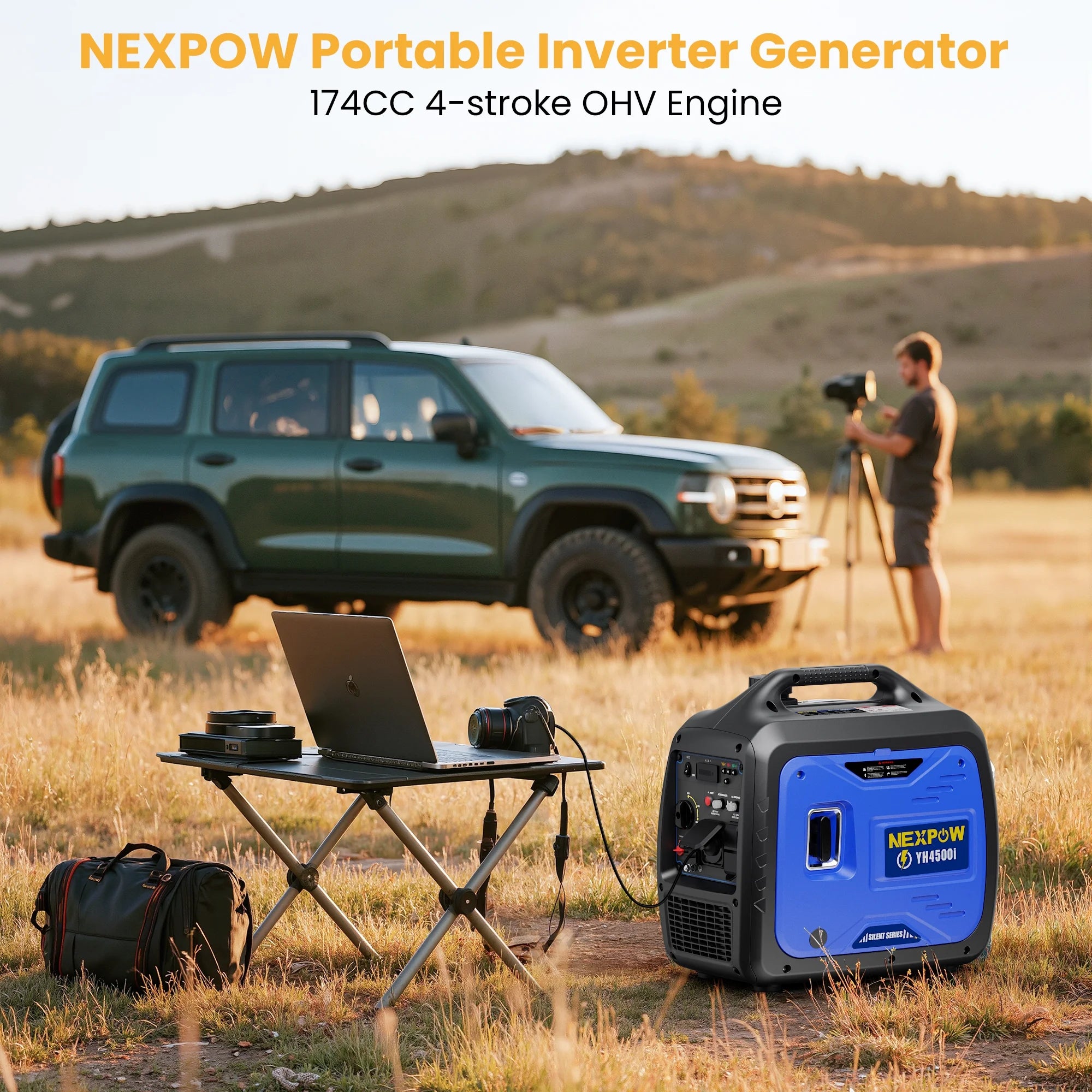 NEXPOW 2250W Portable Inverter Generator, Gasoline Power Quiet Lightweight for Backup Home & Camping, Eco - Mode Feature, Parallel Capability, EPA Compliant