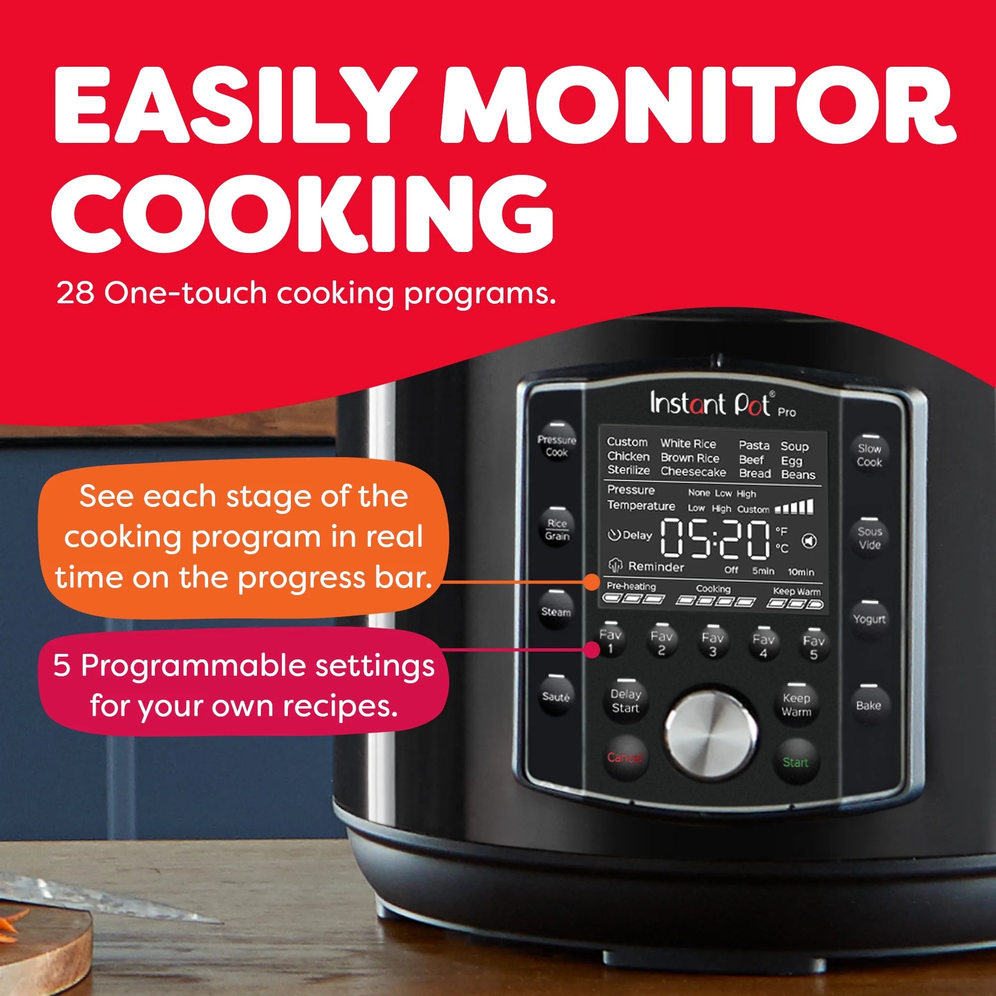 Instant Pot Pro 8 - Quart Electric Pressure Cooker, 10 - in - 1 Slow Cooker, Rice/Grain Cooker, Steamer, Saut, Sous Vide, Yogurt Maker, Sterilizer and Warmer