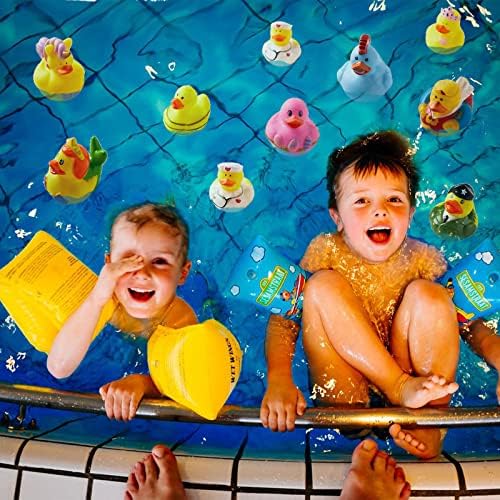 100 Pack Rubber Duck for Jeeps Ducking - 2" Bulk Floater Duck for Kids - Baby Bath Toy Assortment with Bag - Party Favors, Bath Time, Birthdays, and More (100 Varieties)