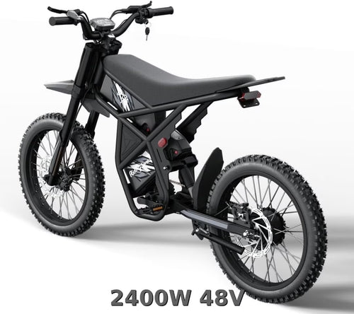2000W Electric Dirt Bike for Adults Ridingtimes GT73 UL2849, Brushless Hub Motor, 18.2ah*2 Electric Bike with 25" Tires Digital Screen Carbon Steel, Black