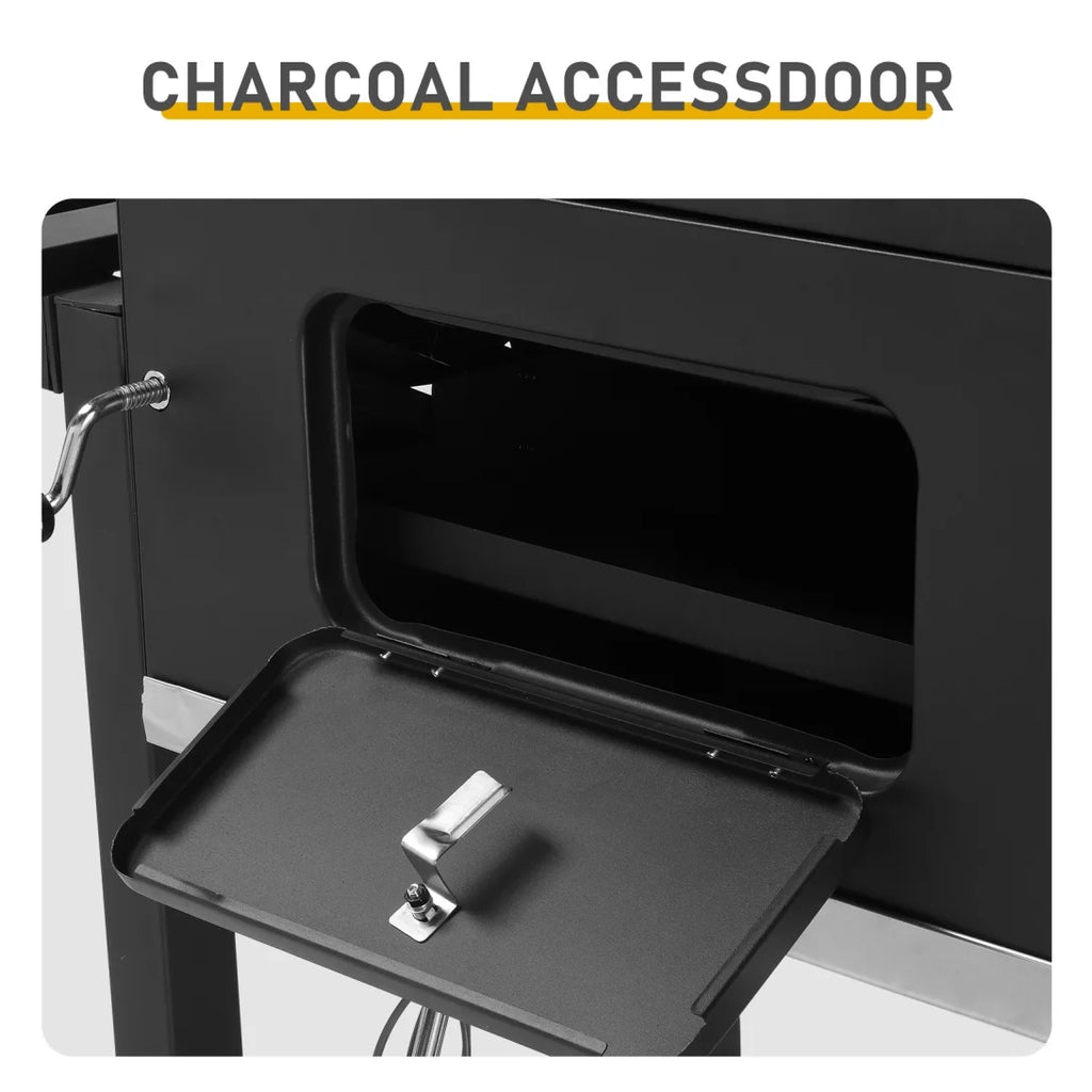 Charcoal Grill Outdoor BBQ Grill, Extra Large Cooking Fits up to 30 Burgers at Once, 2 Individual & Adjustable Charcoal Tray, Foldable Side Tables, for Outdoor Cooking Backyard Camping Picnics