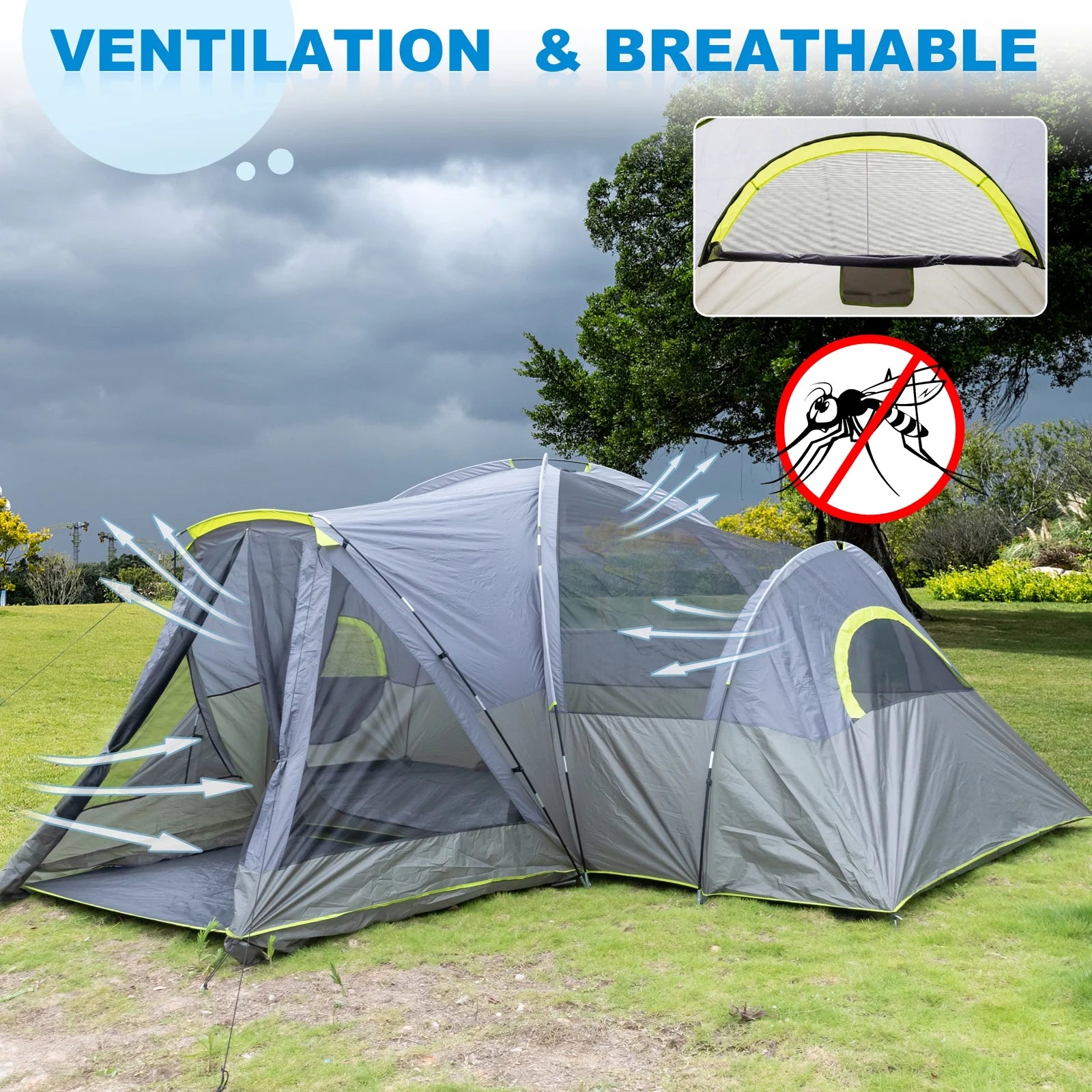 Zimtown 10 Person Tent Large Multi Room Tent for Family Camping Cabin Huge Tent with Carry Bag