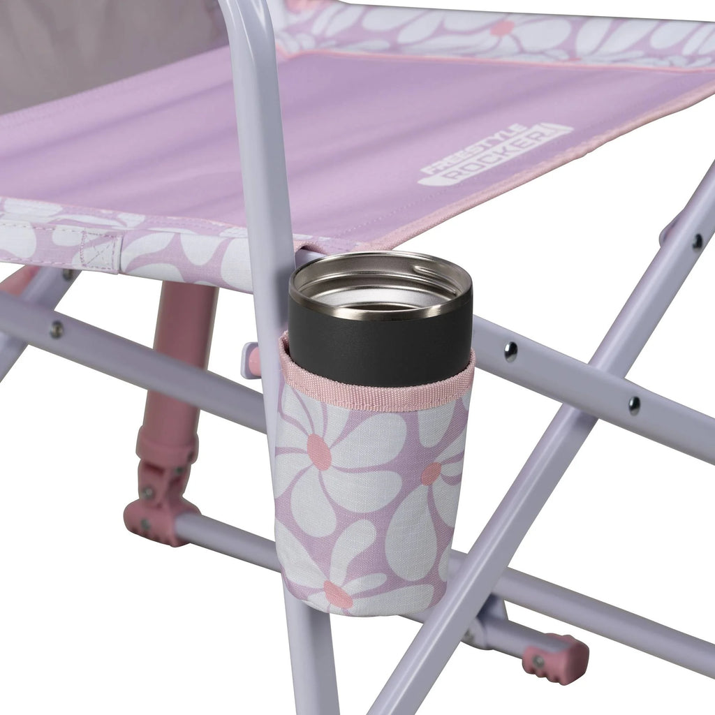 GCI Outdoor Freestyle Rocker Foldable Rocking Camp Chair, Purple Floral