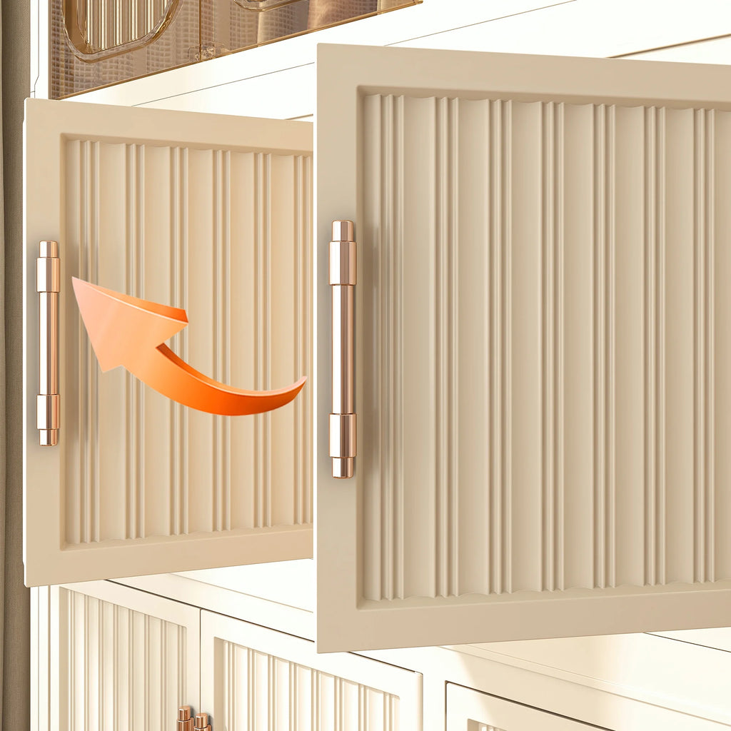 Montary Kids Portable Wardrobe W/ Magnetic Doors & Hanging Rod - 4 - Cube Plastic Storage Cabinet, Nursery/Bedroom