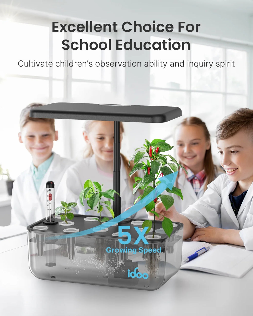 Idoo 12 Pods Indoor Garden Kit, Hydroponics Growing System, Smart Herb Garden Planter with LED Grow Light