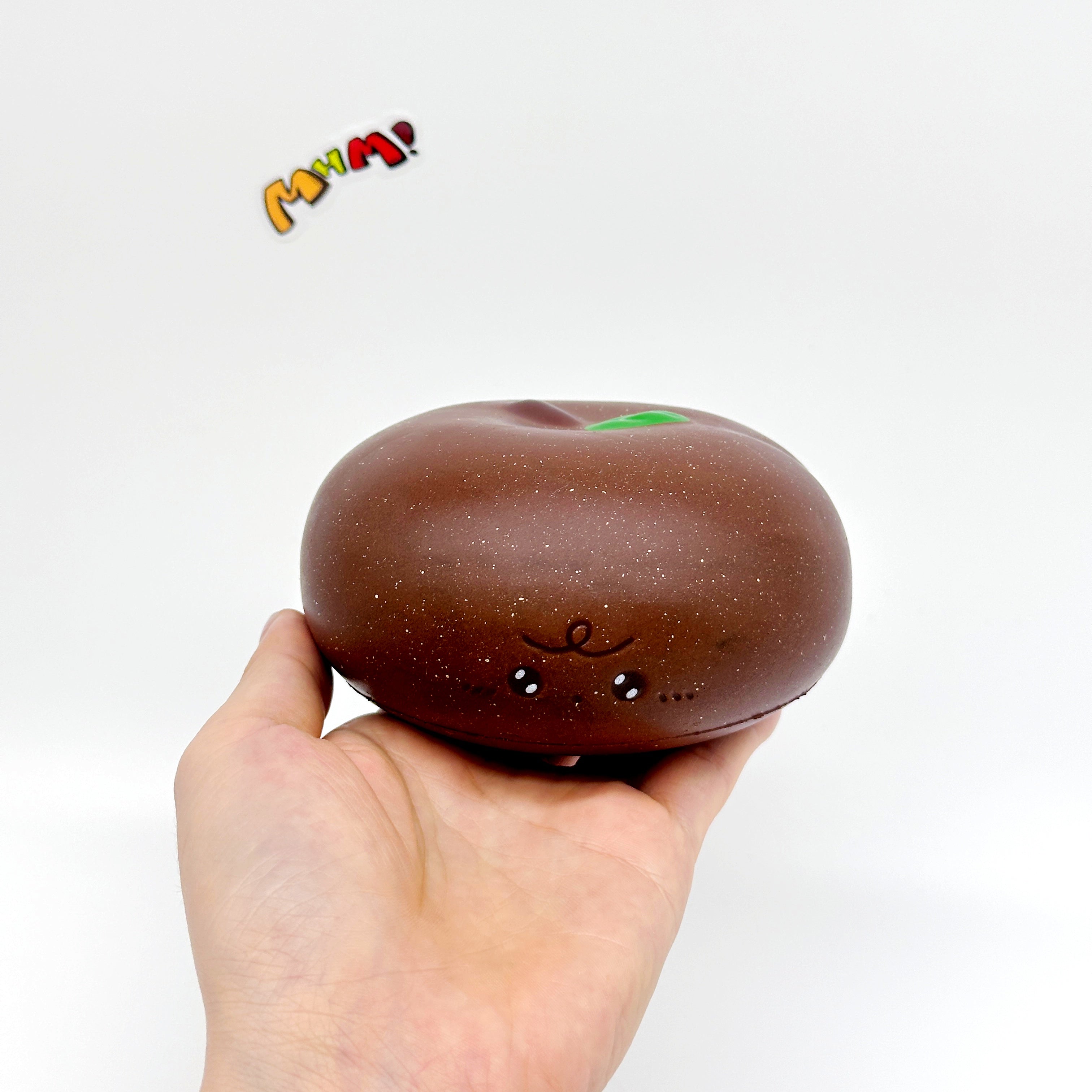 🍎 Apple Bread Squishy - Chocolate Brown & Milky White Slow Rising Stress Relief Toy