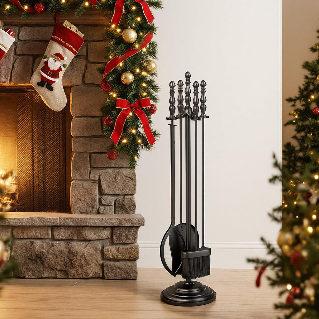 Tangkula 4 in 1 Indoor Outdoor Fire Place Set Tools with Poker