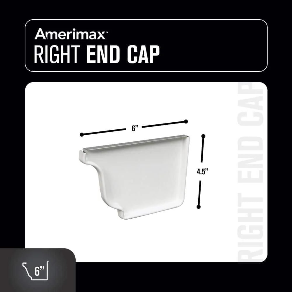 Amerimax Home Products 6 in. White Aluminum K-Style Right End Cap (Right End Cap)