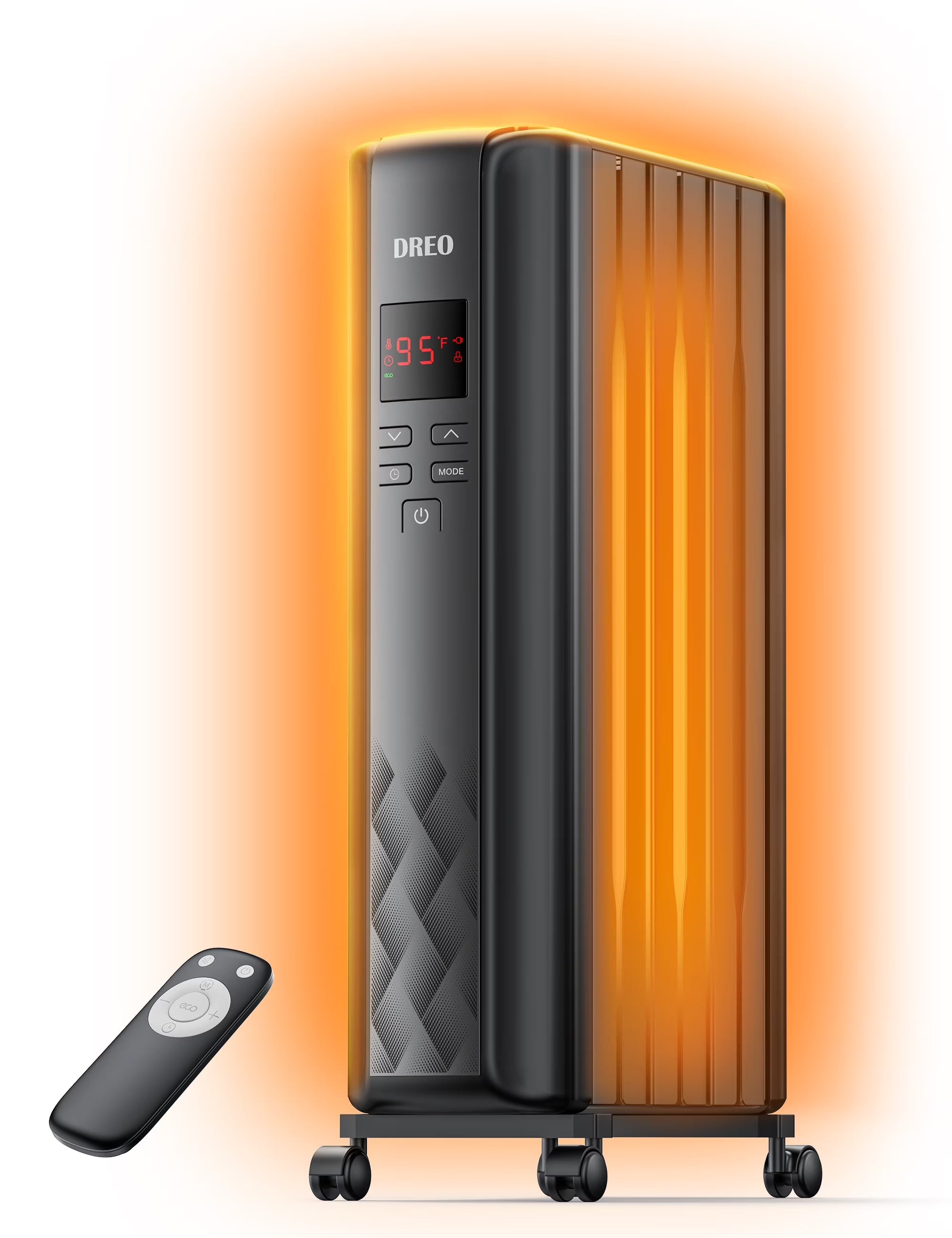 Dreo Oil Filled Radiator, Electric Radiant Heaters for Indoor Use Large Room with Remote Control, Child Lock, 4 Modes, Overheat & Tip - Over Protection, 24h Timer, Digital Thermostat, Quiet, 1500W
