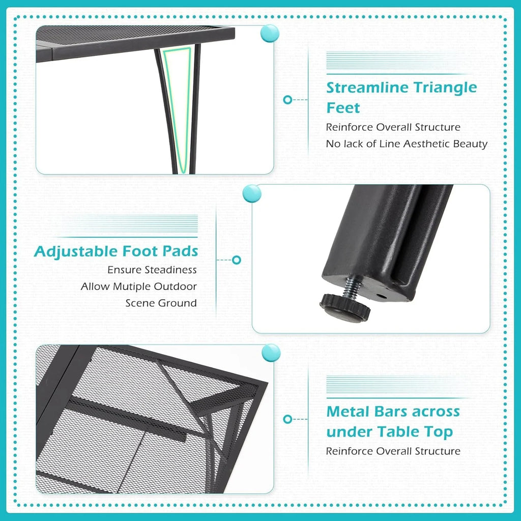 AECOJOY 39.4" Outdoor Patio Dining Table for 4, Metal Patio Table with 1.6" Umbrella Hole