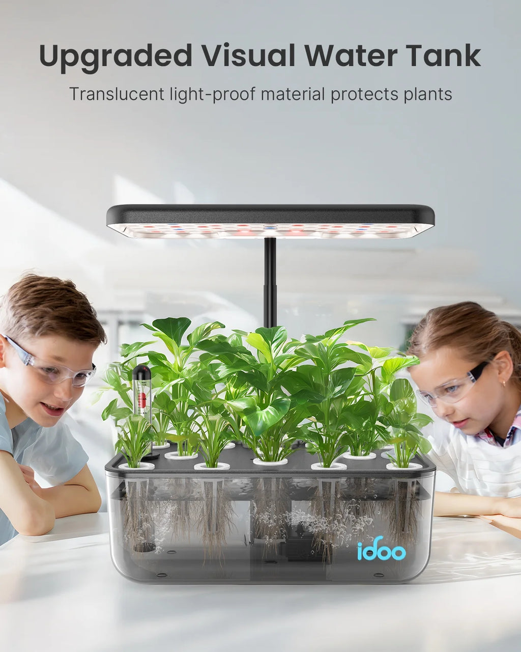 Idoo 12 Pods Indoor Garden Kit, Hydroponics Growing System, Smart Herb Garden Planter with LED Grow Light