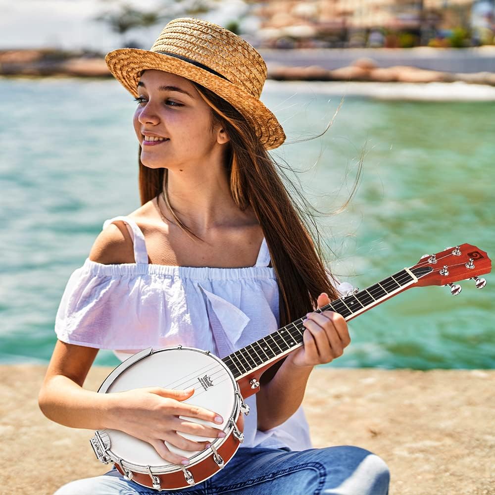 Banjo 5 String Full Size Banjos Set with Resonator. Remo Head. Beginner Banjo Kit with Closed Back. Premium Accessories for Adults. Teenager