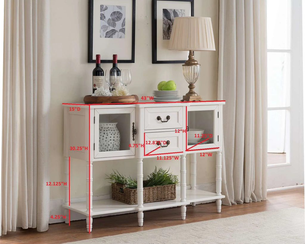 Kings Brand Furniture Wood Buffet Sideboard Cabinet Console Table, Cream White